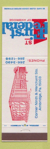 Matchbook Cover - 1st Federal Bank Ambridge PA