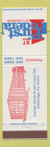 Matchbook Cover - 1st Federal Bank Ambridge PA