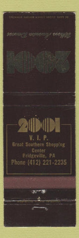 Matchbook Cover - 2001 VIP Bridgeville PA Dance Club