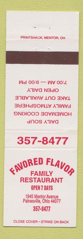 Matchbook Cover - Favored Flavor Restaurant Painesville OH