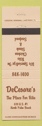 Matchbook Cover - DeCesare's Ribs North Palm Beach FL