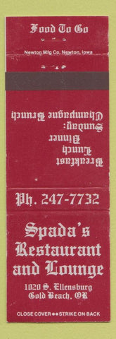 Matchbook Cover - Spada's Restaurant Gold Beach OR