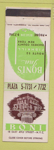 Matchbook Cover - Boni's Inn New York City