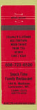 Matchbook Cover - Snack Time Family Restaurant Lancaster WI