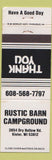 Matchbook Cover - Rustin Barn Campground Kieler WI