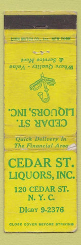 Matchbook Cover - Cedar St Liquors New York City WORN