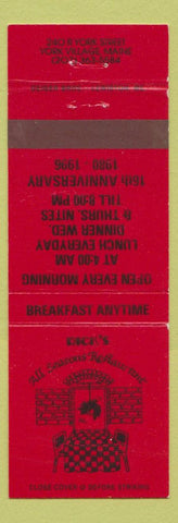 Matchbook Cover - Rick's Restaurant York Village ME