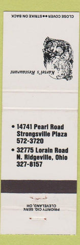 Matchbook Cover - Kartel's Restaurant North Ridgeville Strongsville OH