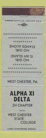 Matchbook Cover - Alpha XI Delta West Chester State College  PA