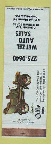 Matchbook Cover - Wetzel Auto Sales Danville PA WEAR