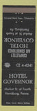 Matchbook Cover - Hotel Governor Harrisburg PA WEAR