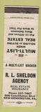 Matchbook Cover - RL Sheldon Real Estate Insurance New Kensington PA WORN