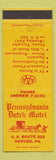 Matchbook Cover - Pennsylvania Dutch Motel Denver PA