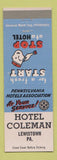 Matchbook Cover - Hotel Coleman Lewistown PA