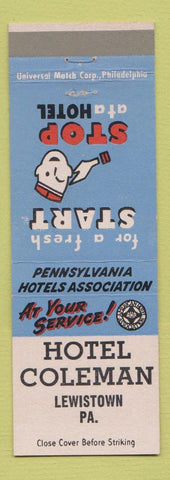 Matchbook Cover - Hotel Coleman Lewistown PA