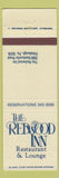 Matchbook Cover - Redwood Inn Restaurant Lounge Pittsburgh PA