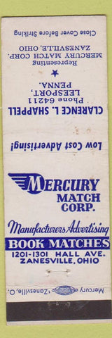 Matchbook Cover - Mercury Match Books Clarence Shappell Leesport PA