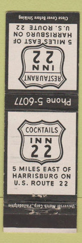 Matchbook Cover - Restaurant Inn 22 Harrisburg PA