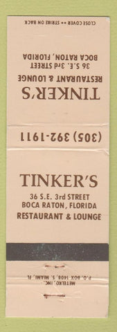Matchbook Cover - Tinker's Restaurant Boca Raton FL