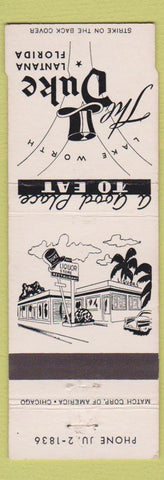 Matchbook Cover - The Duke Lake Worth Lantana FL