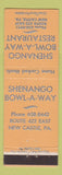 Matchbook Cover - Shenango Bowling New Castle PA