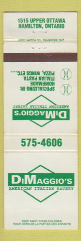 Matchbook Cover - DiMAggio's Italian Restaurant Hamilton ON baseball