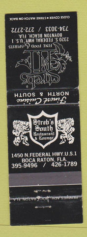 Matchbook Cover - Streb's III Restaurant Boynton Beach FL WEAR