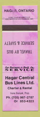 Matchbook Cover - Hager Central Bus Lines Hagar ON