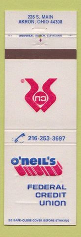 Matchbook Cover - O'Neil's Federal Credit Union Akron OH