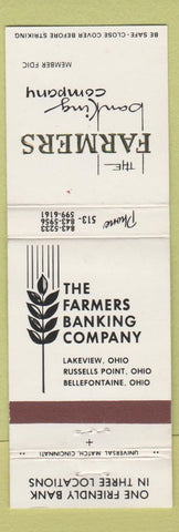 Matchbook Cover Farmers Banking Company Lakeview Russells Point Bellefontaine OH