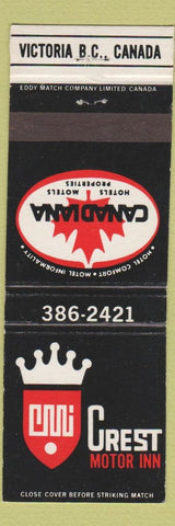 Matchbook Cover - Crest Motor Inn Victoria BC