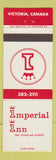 Matchbook Cover - Imperial Inn Victoria BC