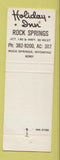 Matchbook Cover - Holiday Inn Rock Springs WY