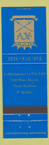 Matchbook Cover - Restaurant Gastronomique Trois Rivieres QC