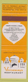 Matchbook Cover - Veeraswamy's Restaurant London UK England
