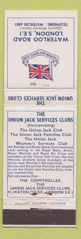 Matchbook Cover - Waterloo Road Union Jack Service Club London UK England