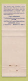Matchbook Cover - Waterloo Road Union Jack Service Club London UK England