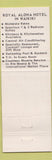 Matchbook Cover - Royal Aloha Hotel Honolulu Hawaii