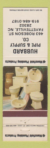 Matchbook Cover - Hubbard Pipe Supply Mansfield Plumbing toilets Fayetteville NC
