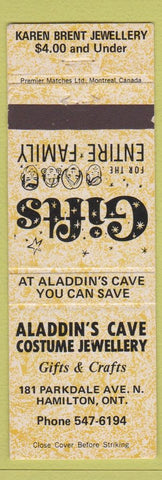 Matchbook Cover - Alladin's Cave Costume Jewelery Hamilton ON