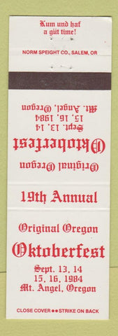 Matchbook Cover - Oktoberfest Mount Angel OR 1984