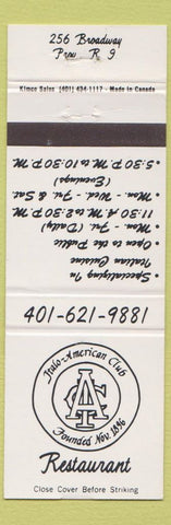 Matchbook Cover - Italo American Club Restaurant Providence RI