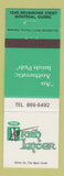 Matchbook Cover - Irish Lancer Pub Montreal QC