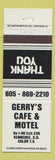Matchbook Cover - Gerry's Cafe Motel Kennebec SD