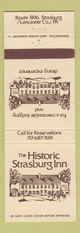 Matchbook Cover - Historic Strasburg Inn PA