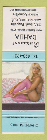 Matchbook Cover - Restaurant Dahlia Mont Laurier QC pinup blue band