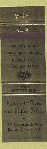 Matchbook Cover - Rutland Motel Coffee Shop Rutland VT WEAR