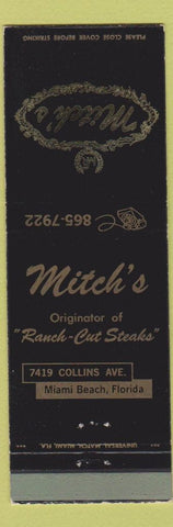 Matchbook Cover - Mitch's Restaurant Miami Beach FL