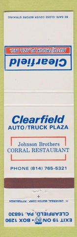 Matchbook Cover - Clearfield Truck Stop Clearfield PA