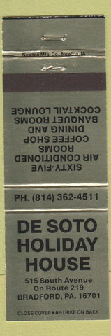 Matchbook Cover - De Soto Holiday House Bradford PA